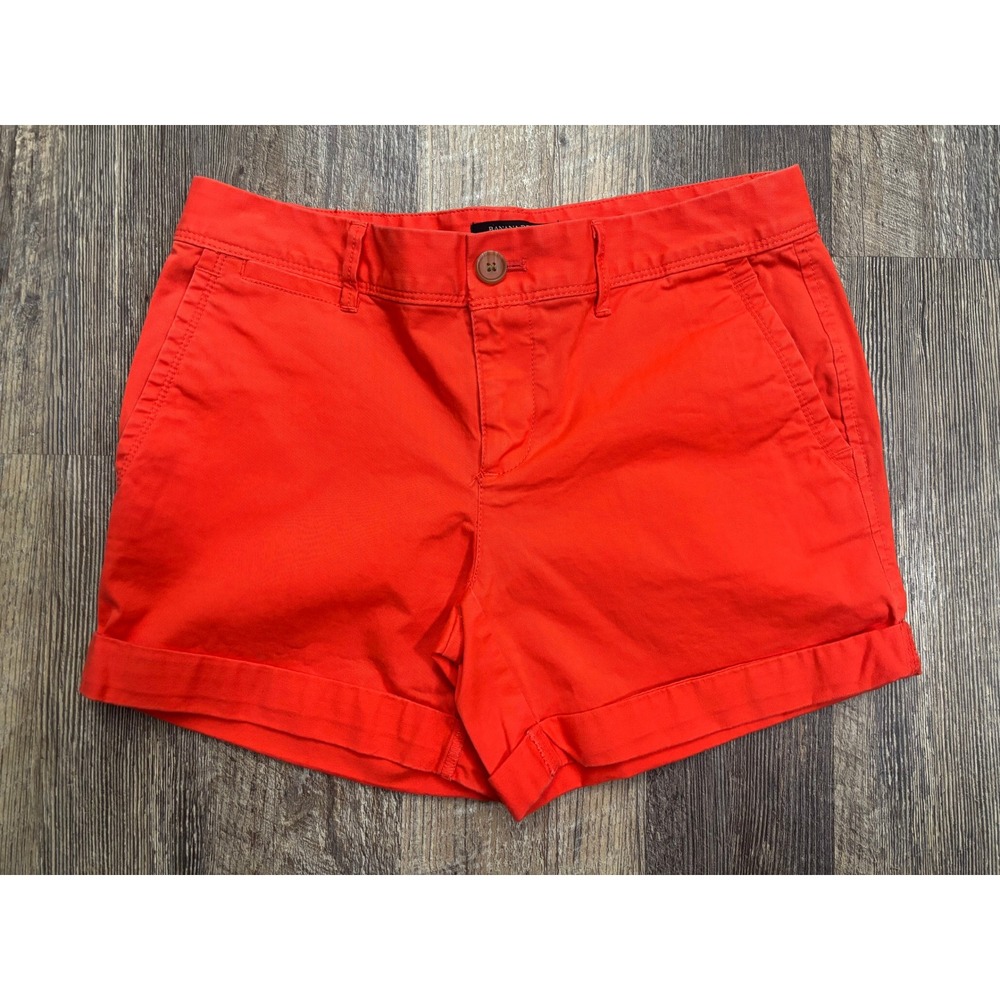 Banana Republic Womens Cuffed Chino Shorts Orange Red Size 0 Cotton Stretch